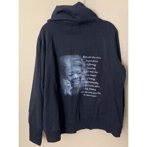 The Bradford Exchange HOODIE Dr Maya Angelou Embroidered Black Zip XL NEW B4